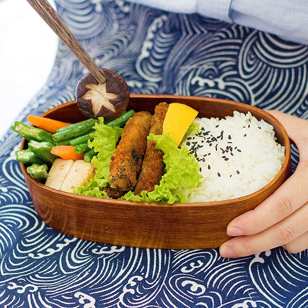 Scatole per Il Pranzo Contenitori per Il Pranzo in Legno Quadrati Naturali Tradizionali Vintage Contenitori per Bento in Legno per Adulti da Uomo da Donna con Cinghie