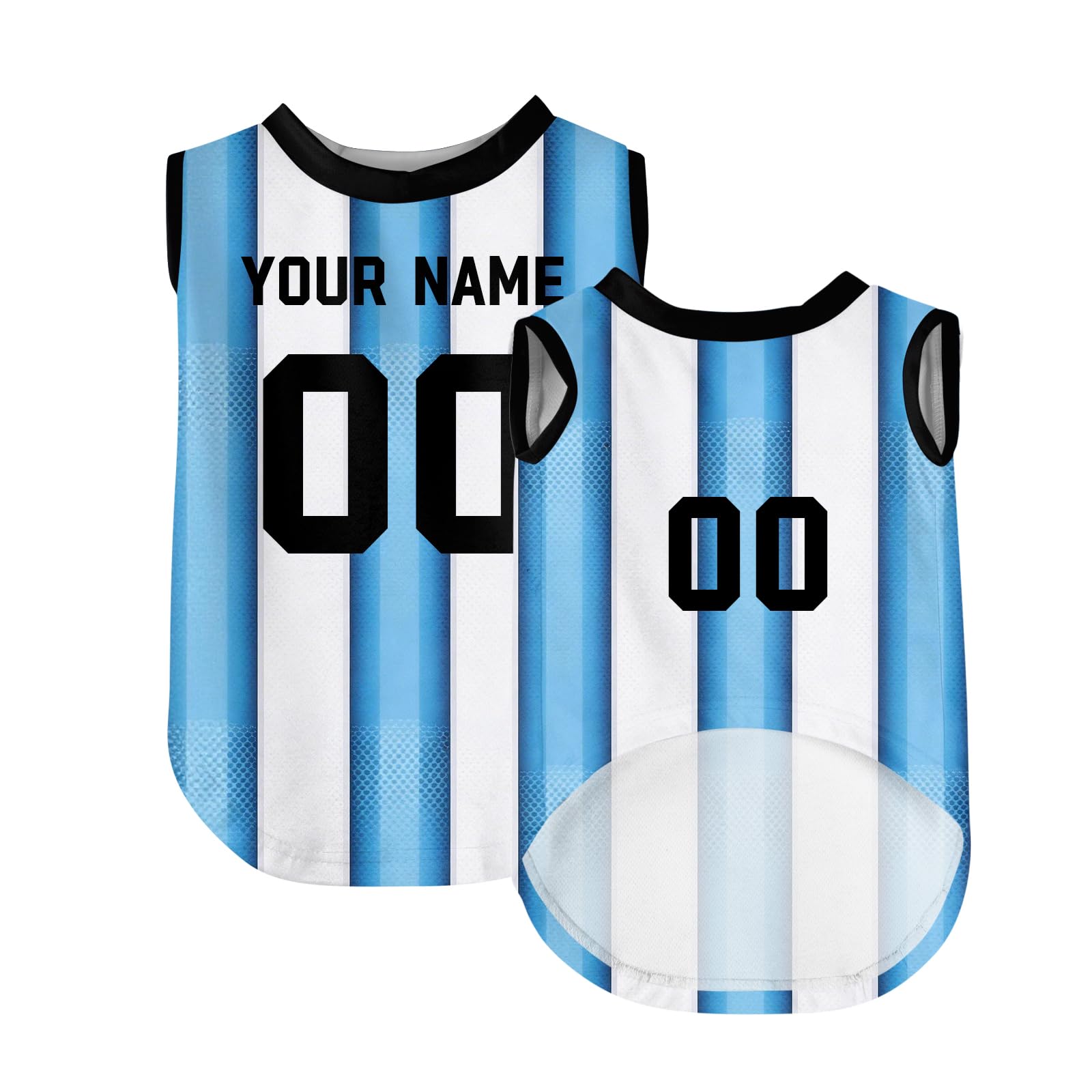 T-Shirt Personnalisé pour Chien avec Nom et Numéro, Maillot Respirant pour Petit, Moyen et Grand Chien, Vêtement Sportif pour Chiot, Fan de Sport, XS au 5XL (Bleu Ciel)