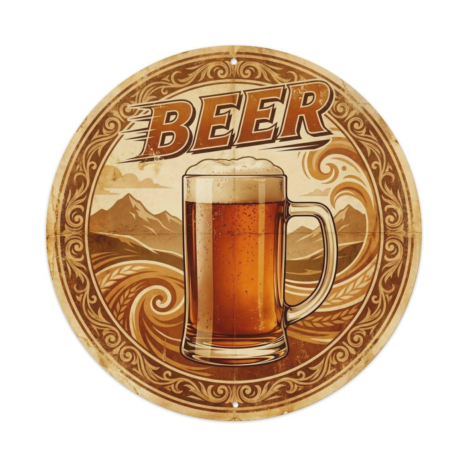 Olyhtr 8X8inch Classic Style Beer Drink Culture British Pub Brewery Classic Cafe Metal Tin Sign