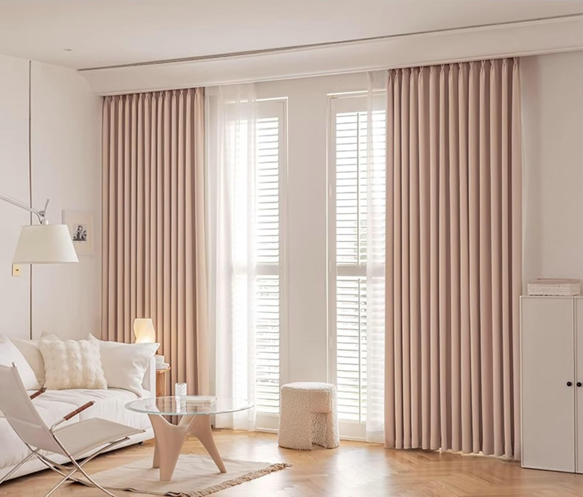 Rideaux Chambre Rose, Rideau Boheme Exterieur Couleur Unie avec Textures Tissées Mélange Polyester-Coton 2 Panneaux 137W x 244L cm