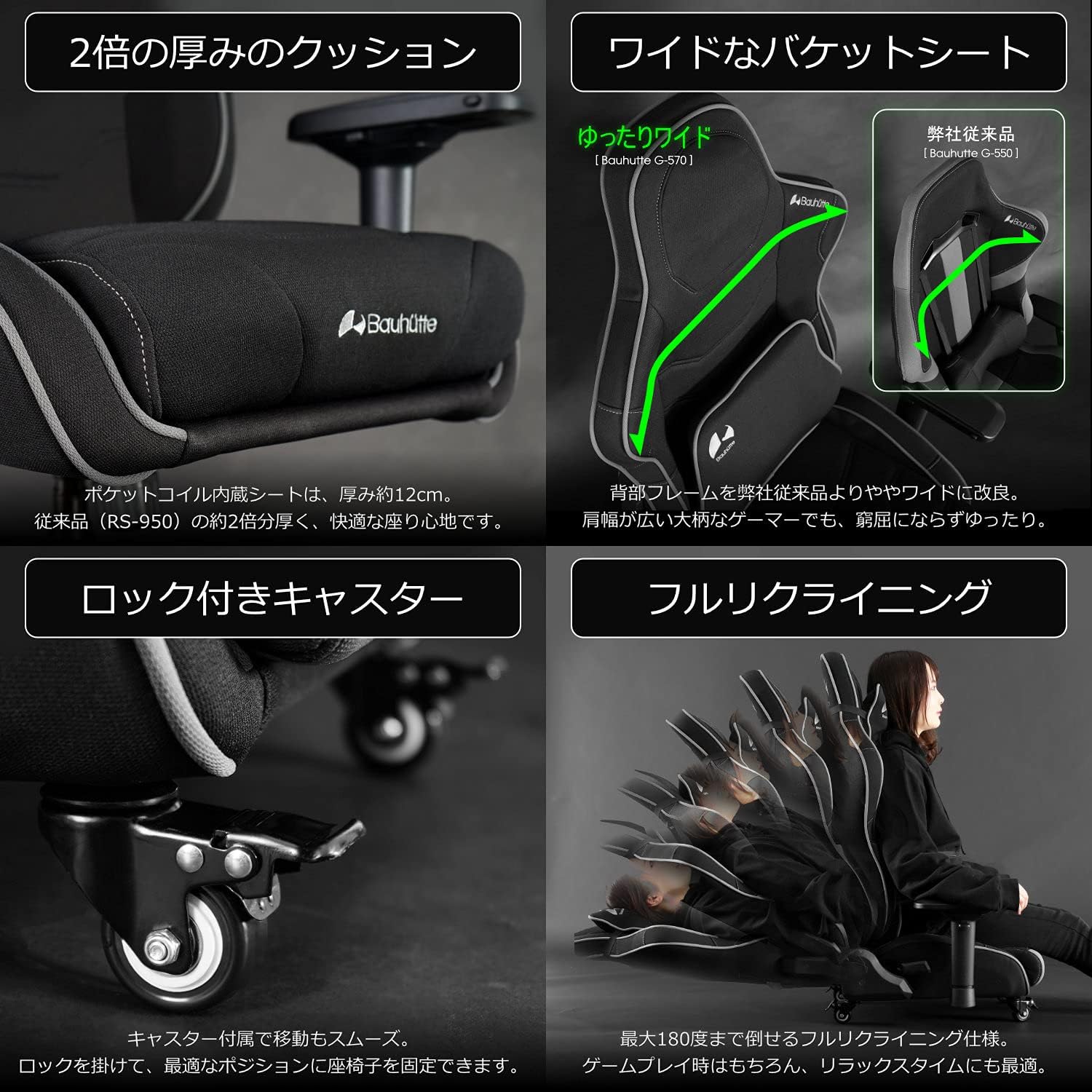 Bauhutte GX-570-RD Gaming Floor Chair, Red, One Size