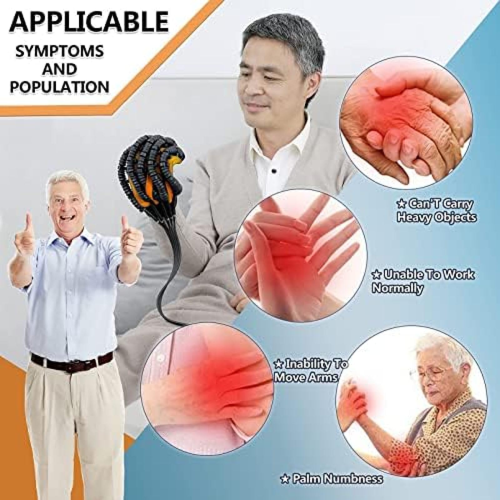 Rehabilitación De Dedos Carrera Ambas Manos Entrenamiento Rehabilitación Robot Guantes Carrera Hemiplejía Férula De Mano Ortesis De Dedo Para Aliviar El Dolor De Muñeca Y Pulgar,Naranja,S si