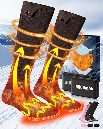 Calcetines calefactables para hombres y mujeres, calcetines eléctricos de calefacción de 360, calcetines térmicos recargables con 3 niveles de