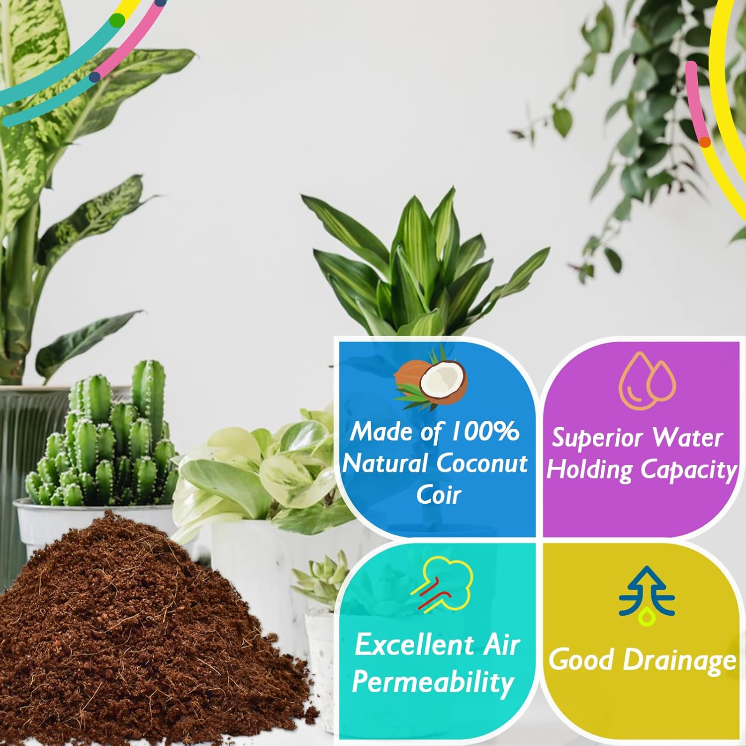 Halatool 10-Pack Coco Coir Bricks, Organic Coconut Coir Soil for Plants, Gradening, Seed Starter, Potting Mix, Reptile Substrate, 72 Quart Expanding Soil