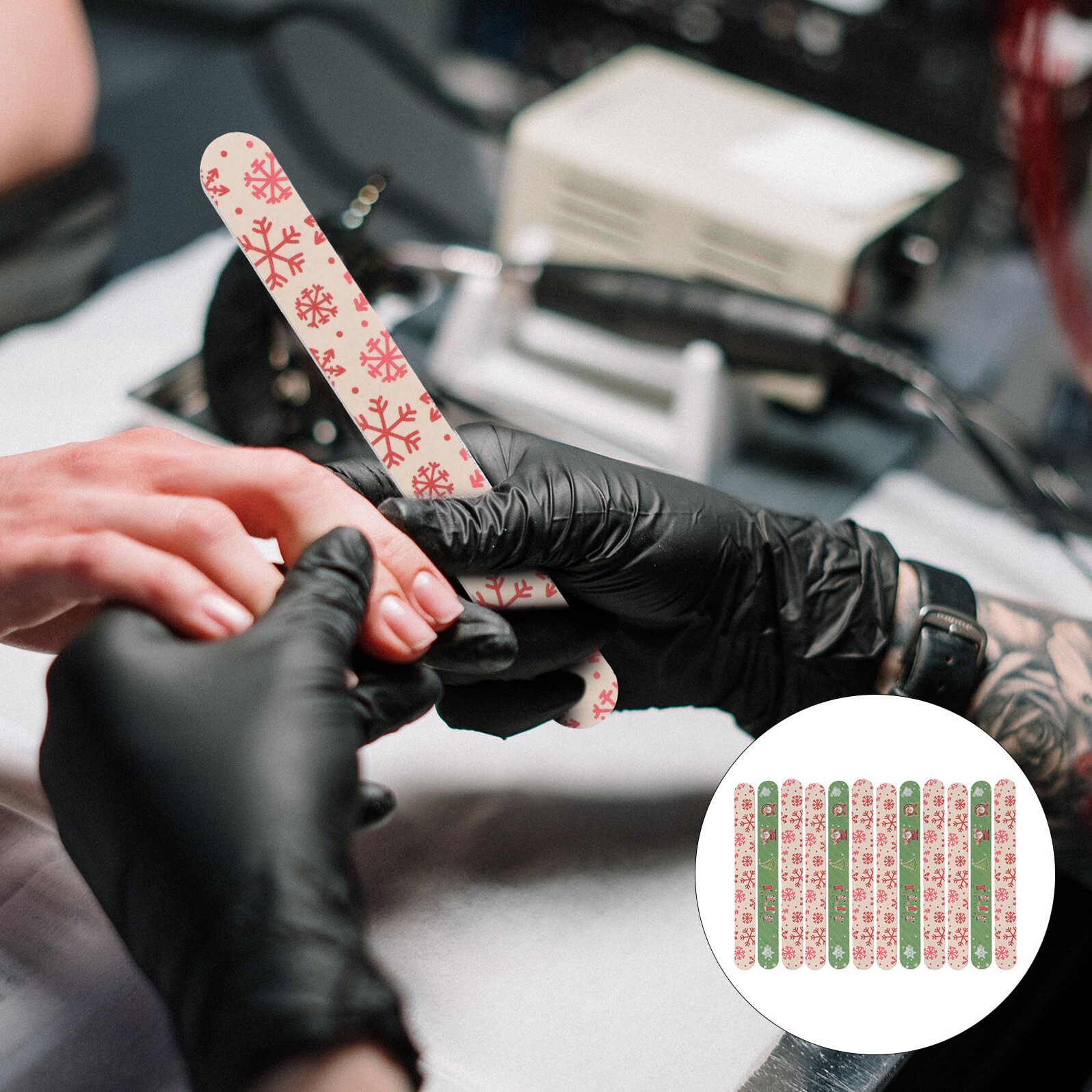 12 Stück Weihnachtsnagelfeilen mit Emory Board für Natürliche Nägel und Nagelverlängerungen für Selbstgemacht und Salon Weihnachtliches Design und Feines Zufälliger Stil