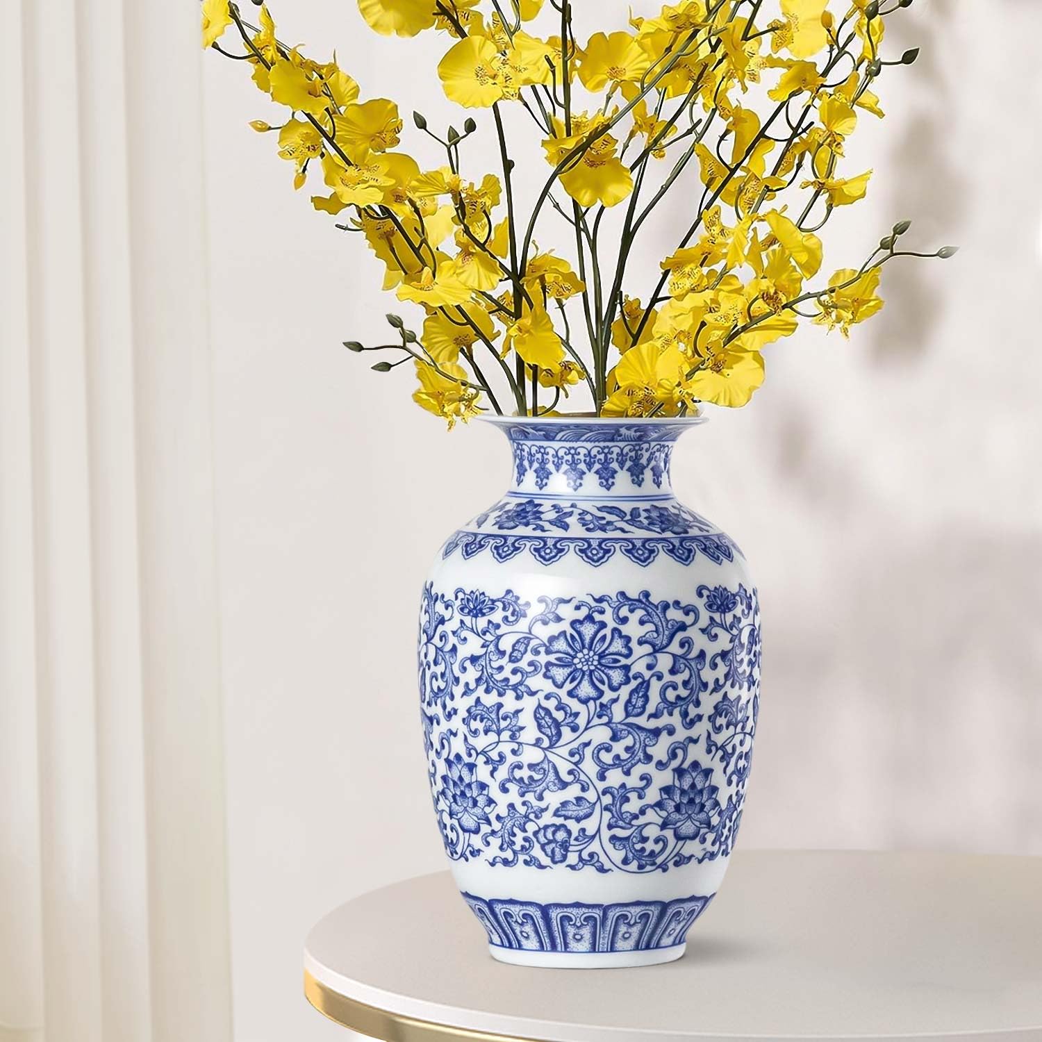 Amazon.com: Dyware 9 Inch Blue and White Ceramic Vase with Lotus
