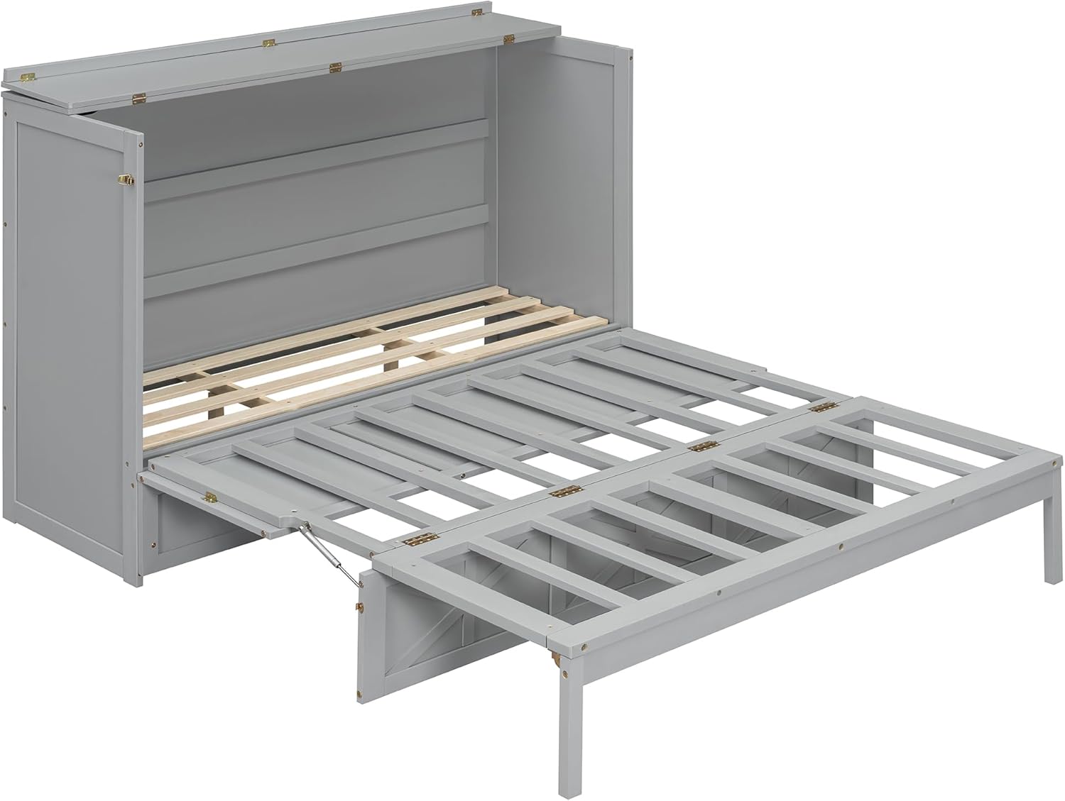 Ball & Cast Queen Size Murphy Bed with UPB Port & Drawer, Queen Hideaway Cabinet Bed Frame,Murphy Chest Bed for Bedroom,Guest Room,Brushed Gray