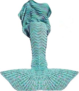 Mermaid Tail Blanket, Crochet Mermaid Blankets Seasons Warm Soft Handmade Sleeping Bag, 74''x 35'' Mermaid Tails for Girls, Best Gift for Kids Teens Adult
