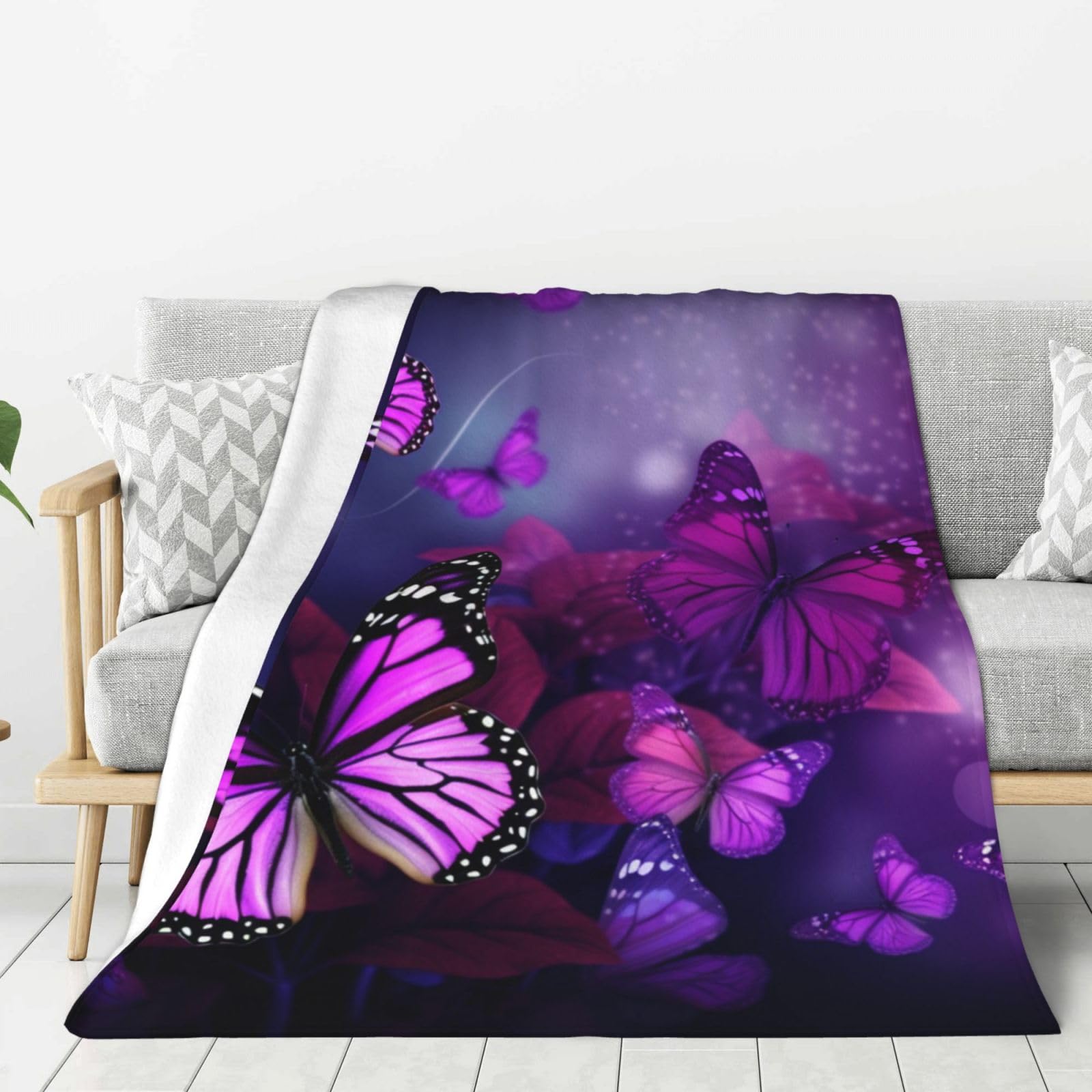 Couverture motif papillons violets le cadeau idéal pour décorer une chambre