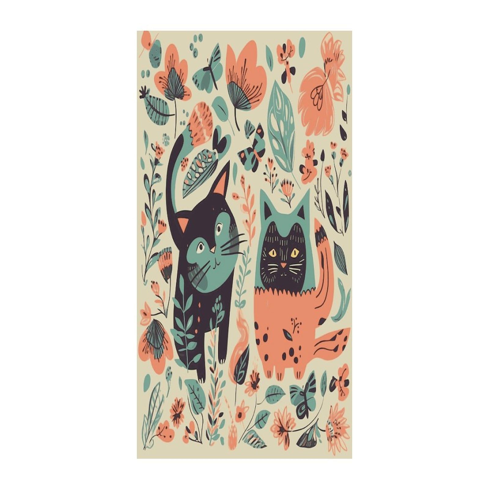 Fekiloot Style Funny Cats Birds And Flowers Door Curtain Room Divider Curtains