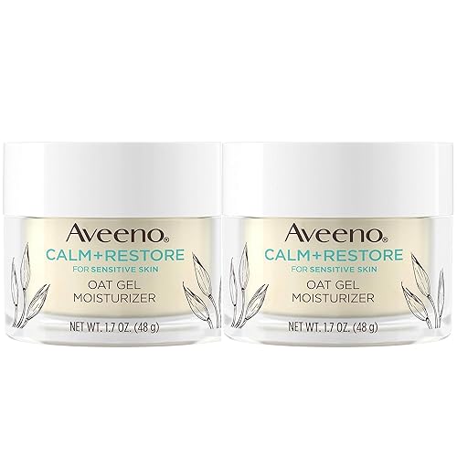 Aveeno Calm + Restore - Hidratante facial de gel de avena para pieles sensibles, crema de gel ligera hidratante facial con avena prebiótica y