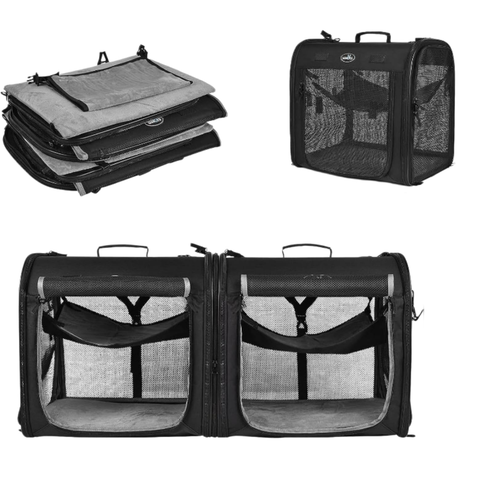 Veslyn Pet Travel Bag Double Carrier Foldable Cat Transport Box Two-in-one Crate For Cats & Small Dogs-c70 2 0