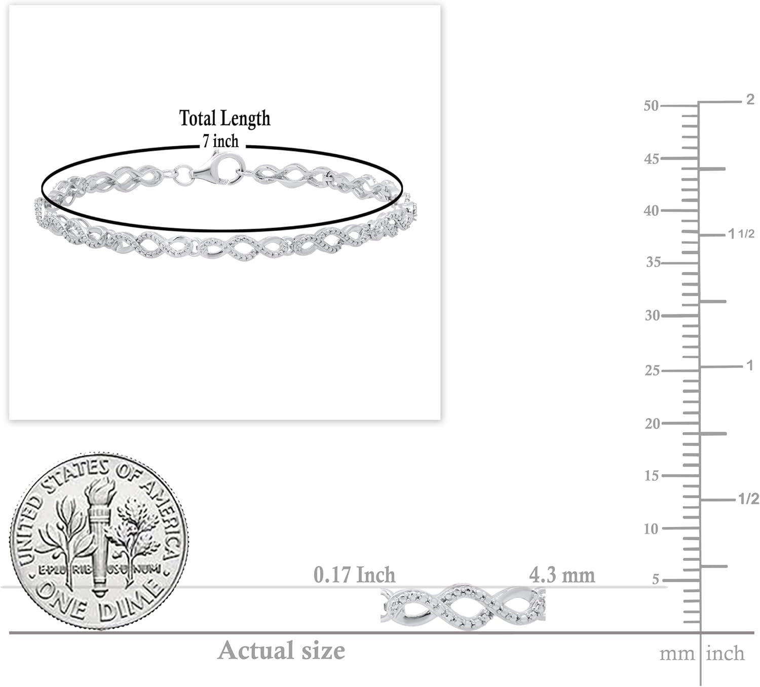 Dazzlingrock Collection Ladies Swirl Infinity Bracelet with Round White Diamond Accents, 925 Sterling Silver