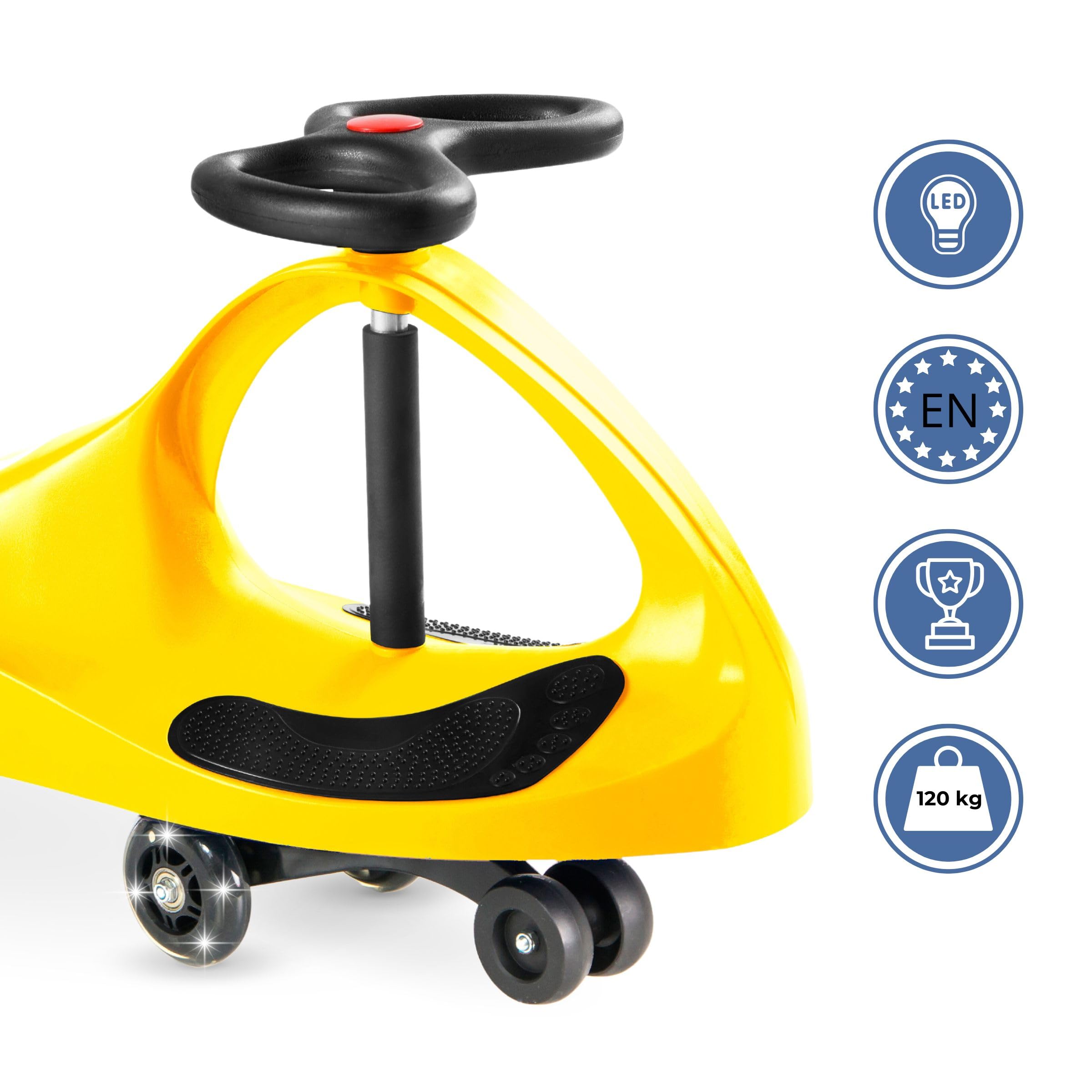 TWISTCAR Macchina Giocattolo per Bambini 3+ Anni - Auto Senza Pedali con Volante 360° e Ruote in Gomma - Veicolo a Spinta con Capacità 120kg - Sviluppo Motorio e Coordinazione - Giallo