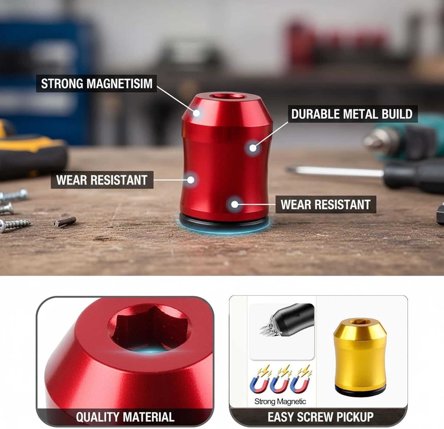 Powerful Magnetic Ring For Screwdriver, Aluminum Alloy Magnetic Ring For Drill Bits For Quick Screw Grip, Universal Magnetic Screw Holder (3PCS-C)