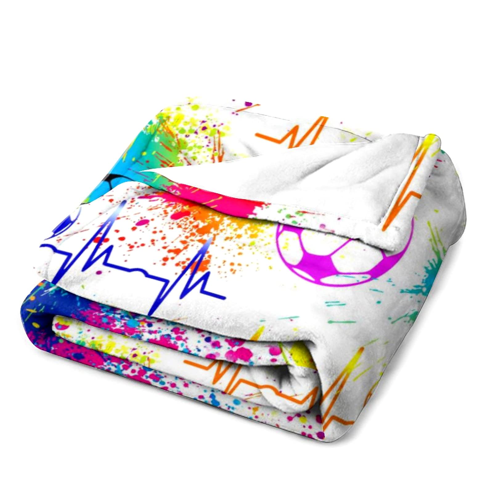 Couverture Football Garçon 150x200 Cm - Flanelle Douce Chaude - Thème Sportif - Pour Lit Enfant Et Usage Extérieur