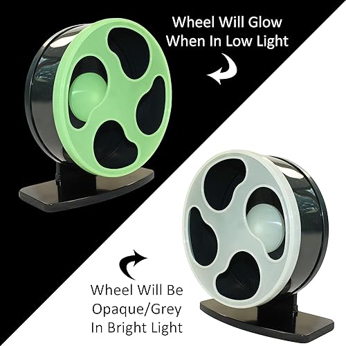 Miniatura 5 de Silent Runner- 9 pulgadas regular - Rueda de ejercicio + soporte + accesorio de jaula (brilla en la oscuridad)