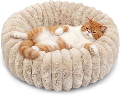 Miniatura 12 de Kitten Beds for Indoor Cats - Soft Cozy Small Cat Bed Washable 16 Inches,Calming Anti-Slip Round Fluffy Plush Faux Fur Pet Bed for Puppy and Kitten