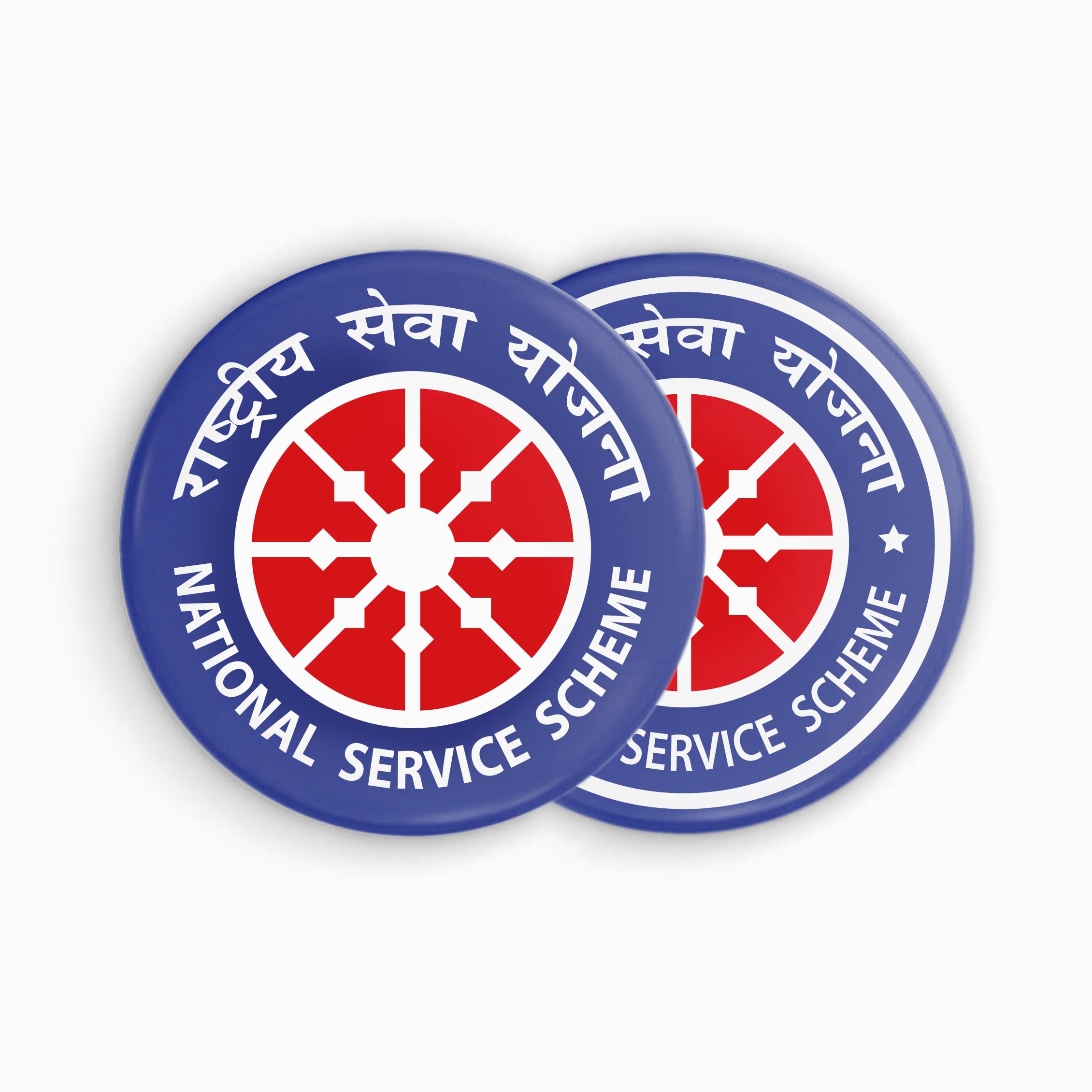 NSS Round Pin Badge | Pack of 2 | Glossy Laminated | National Service Scheme | Two Unique Designs-picture-33
