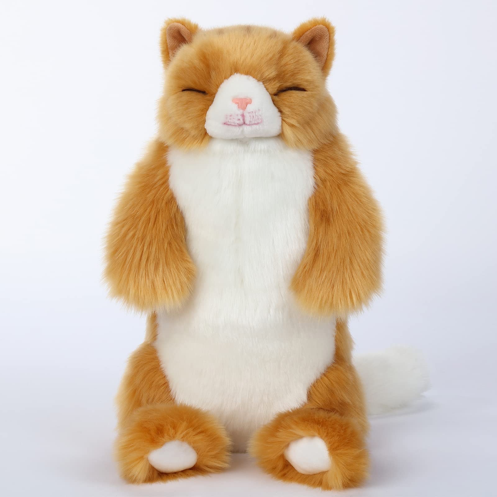 CU-MATE Plush Cat Stuffed Animal, 50.8 cm, Orange and White, Soft Handmade Sleeping Toy