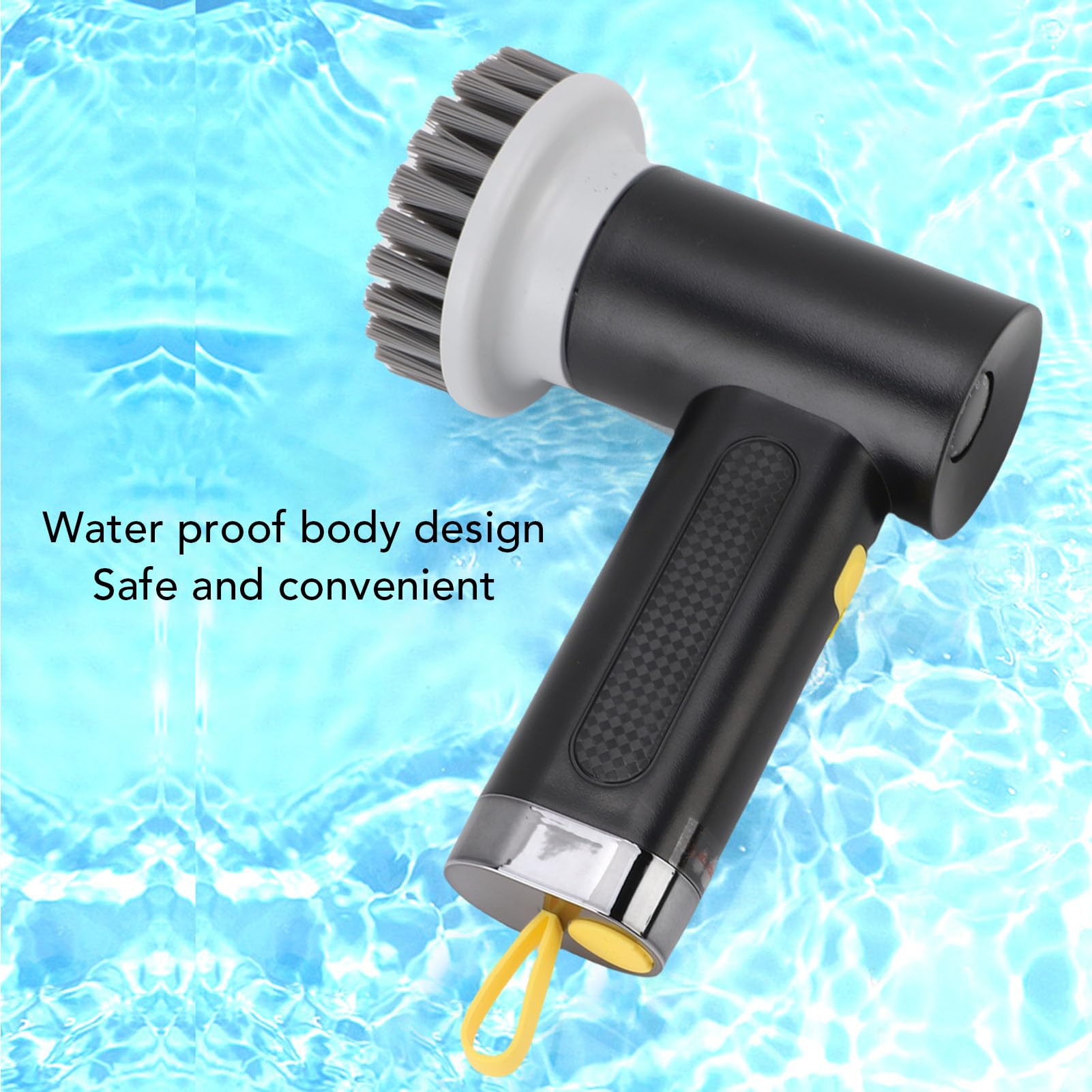 Spazzola Elettrica Ad Alta capacità, Lavasciuga Doccia Senza Fili, Efficiente Detergente Elettrico per Il Bagno con 3 Testine Sostituibili, Ideale per Piastrelle e Pavimenti (Black)