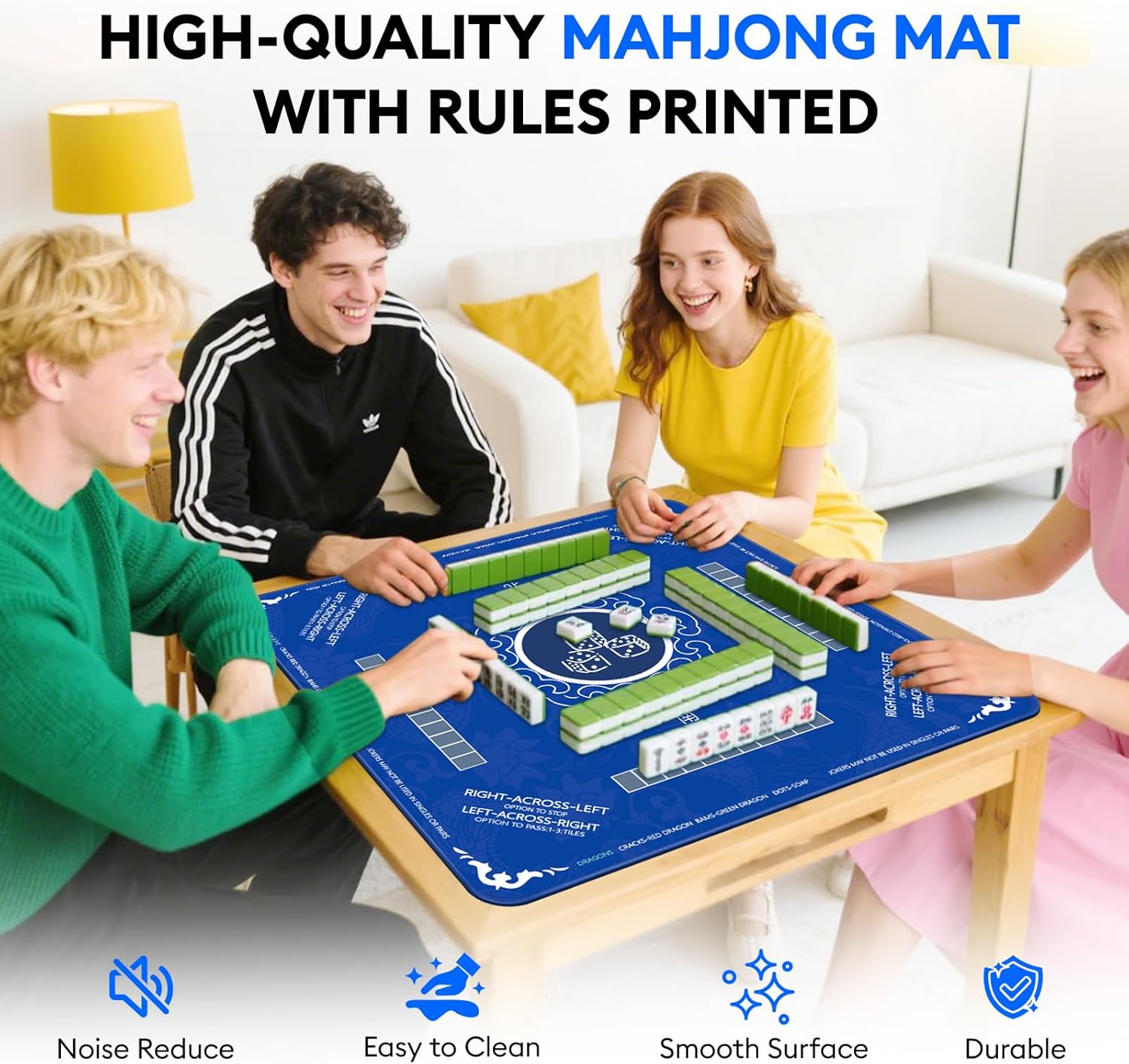 Mahjong Mat, Mahjong Mat for Table,Non-Slip Noise Reduction Mahjong Table Gaming Mat 32.4x32.4 Inch for Mahjong/Poker/Board Games/Card Games/Dominoes,Mahjong Gift for Woman