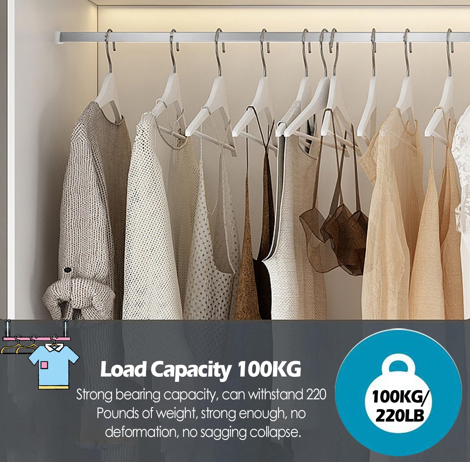 Verstellbare Kleiderstange 40-190cm - Ausziehbar Für Schrank & Garderobe