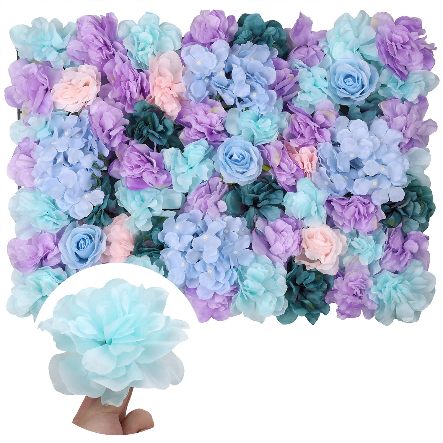 WedDecor Artificial Silk Floral Backdrop, Blue with Purple, 1pc — image 1