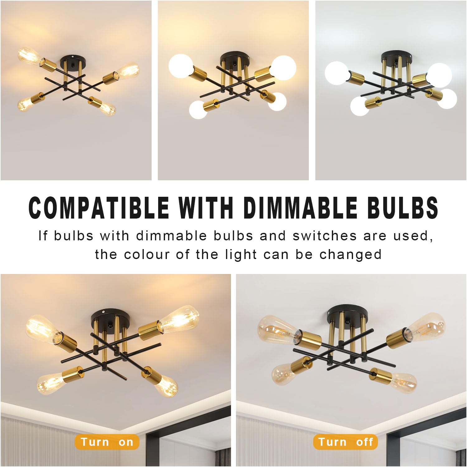 Hanglamp-Kroonluchter Industriële Vintage Plafondlamp 4 Lampen E27 Fitting Zwart Slaapkamer Woonkamer Eetkamer 70 Cm