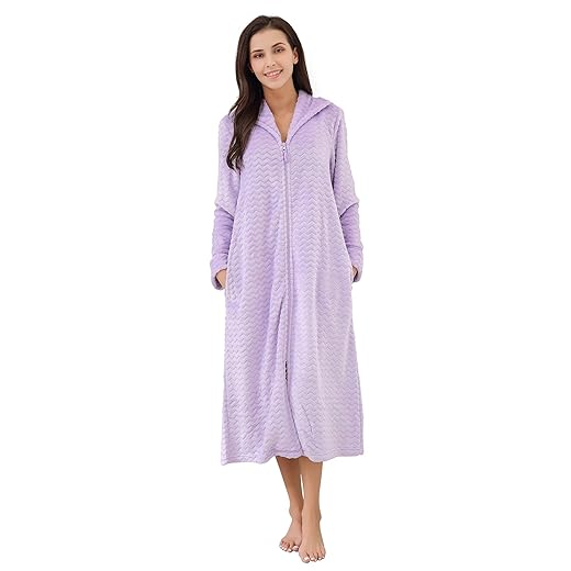 Richie House Women's Soft and Warm Fleece Robe with Zipper RHW2856-A-M