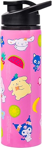 Miniatura 2 de Silver Buffalo Sanrio Hello Kitty and Friends Tropical With Keroppi, Tuxedo Sam, Badz-Maru y Pochacco - Botella de agua de acero inoxidable, 25 onzas