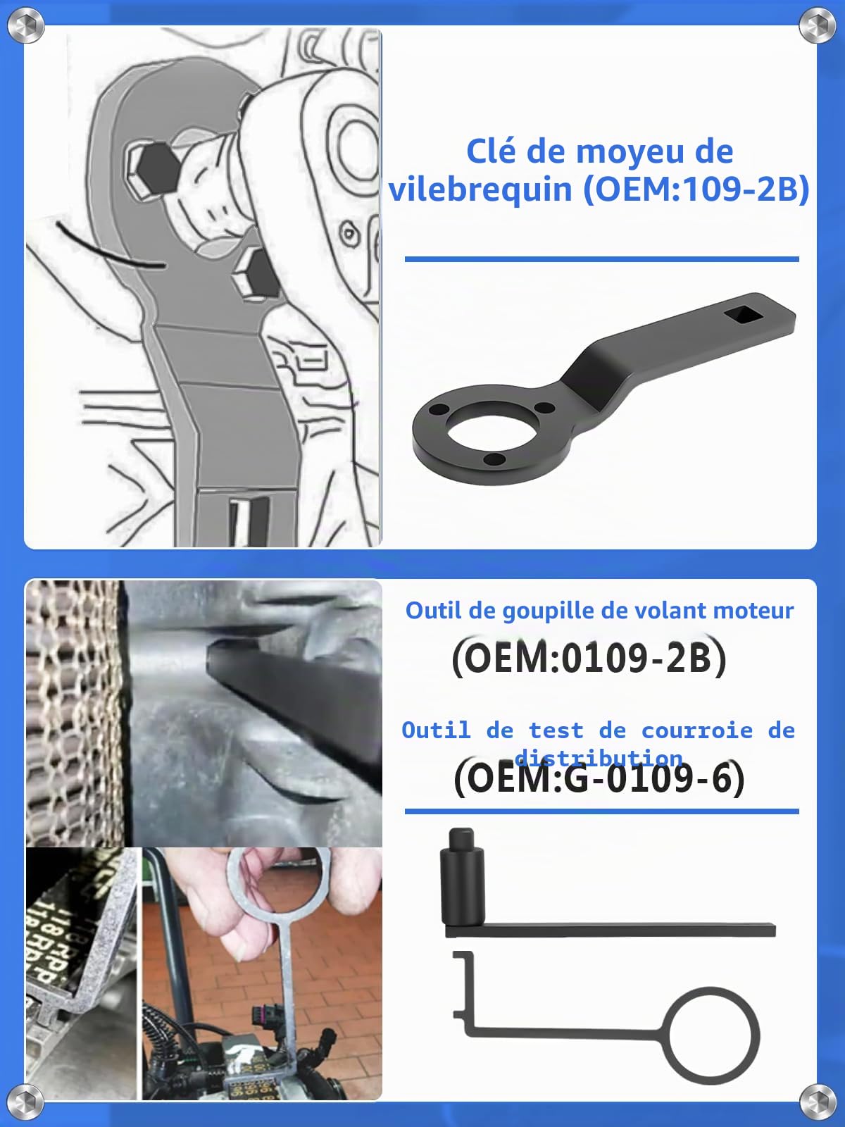 Lot de 10 Outils de Réglage du Moteur - Compatible avec Peugeot, Citroën, Opel, pour 1.2 Vti (VVT) /GDI PureTech Essence, 109-2A, 0109-2B, 109-2C, 109-2D, G-0109-2E