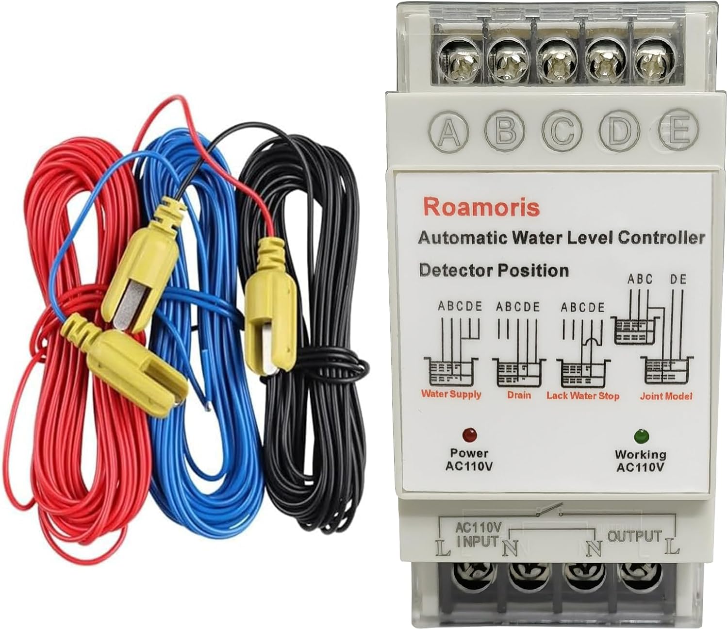 Automatic Water Level Controller,Liquid Level Sensor ,Auto 110V Pump Float Switch Relay ,Pump Control with 6.5ft Detector,4 Modes NC01