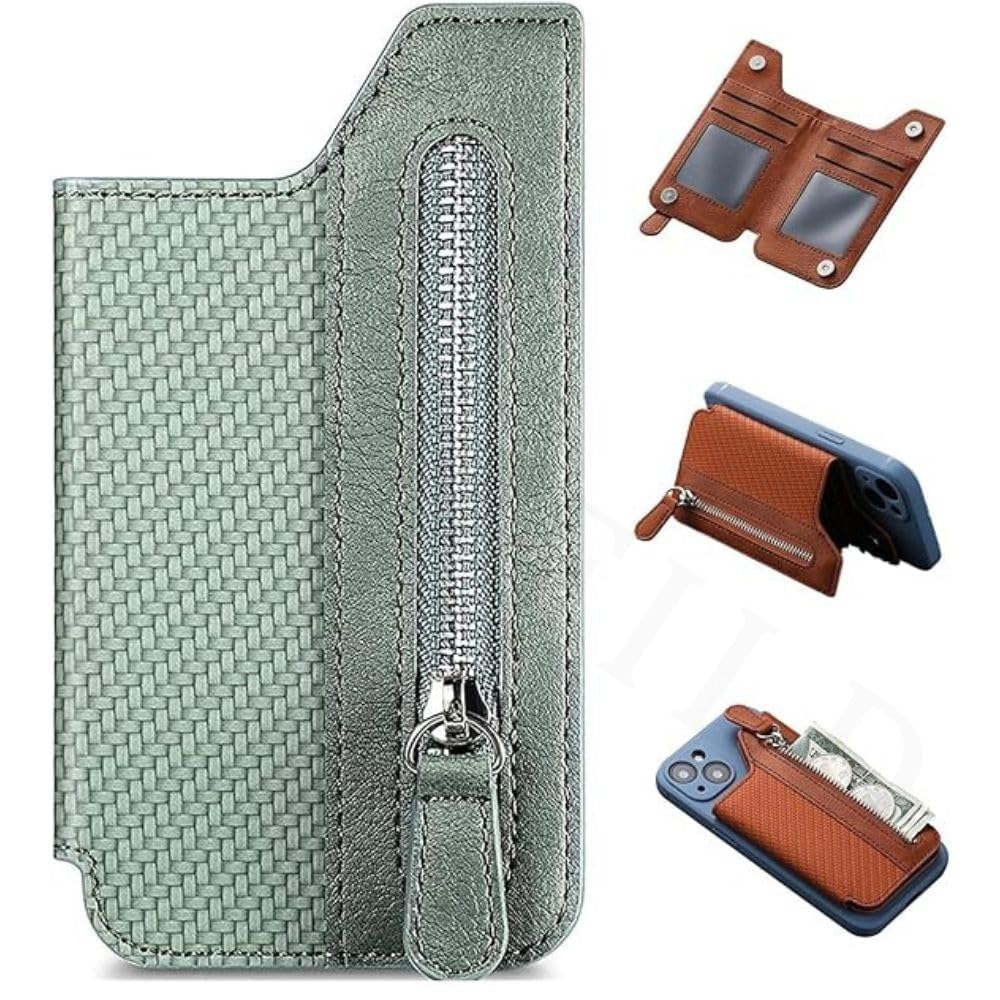 SHAPAT Stick on Wallet for Phone Case, Credit Adhesive Card Holder for Back of Phone Cases Flip Leather Zipper Wallet Sleeve Pouch Compatible with iPhone, Samsung Galaxy Most Smartphones (Randomcolor)-image-24