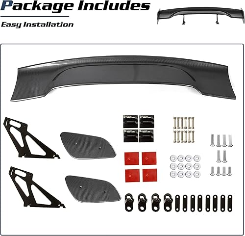 Miniatura 7 de KKoneAuto Alerón trasero universal de 47 pulgadas GT Alerón ajustable para maletero de carreras, ángulo de una sola cubierta, ajuste universal, ABS