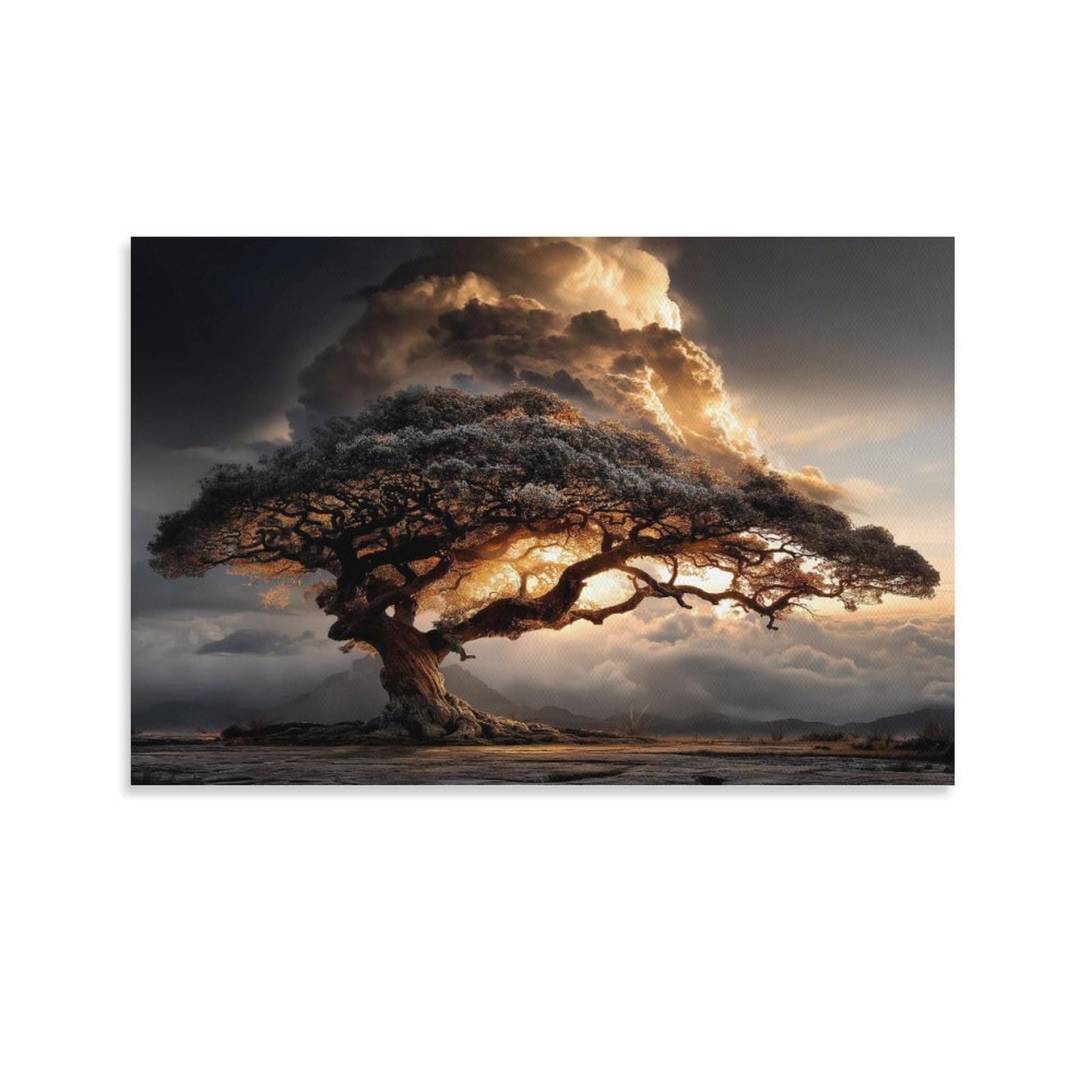 Nqhxlrudc Unframe-Style-4 Tree Of Life Canvas Wall Art Giclee Canvas Landscape Giclee Landscape Artwork Natural For Living Room Bedroom 20X30inch(50X75cm)