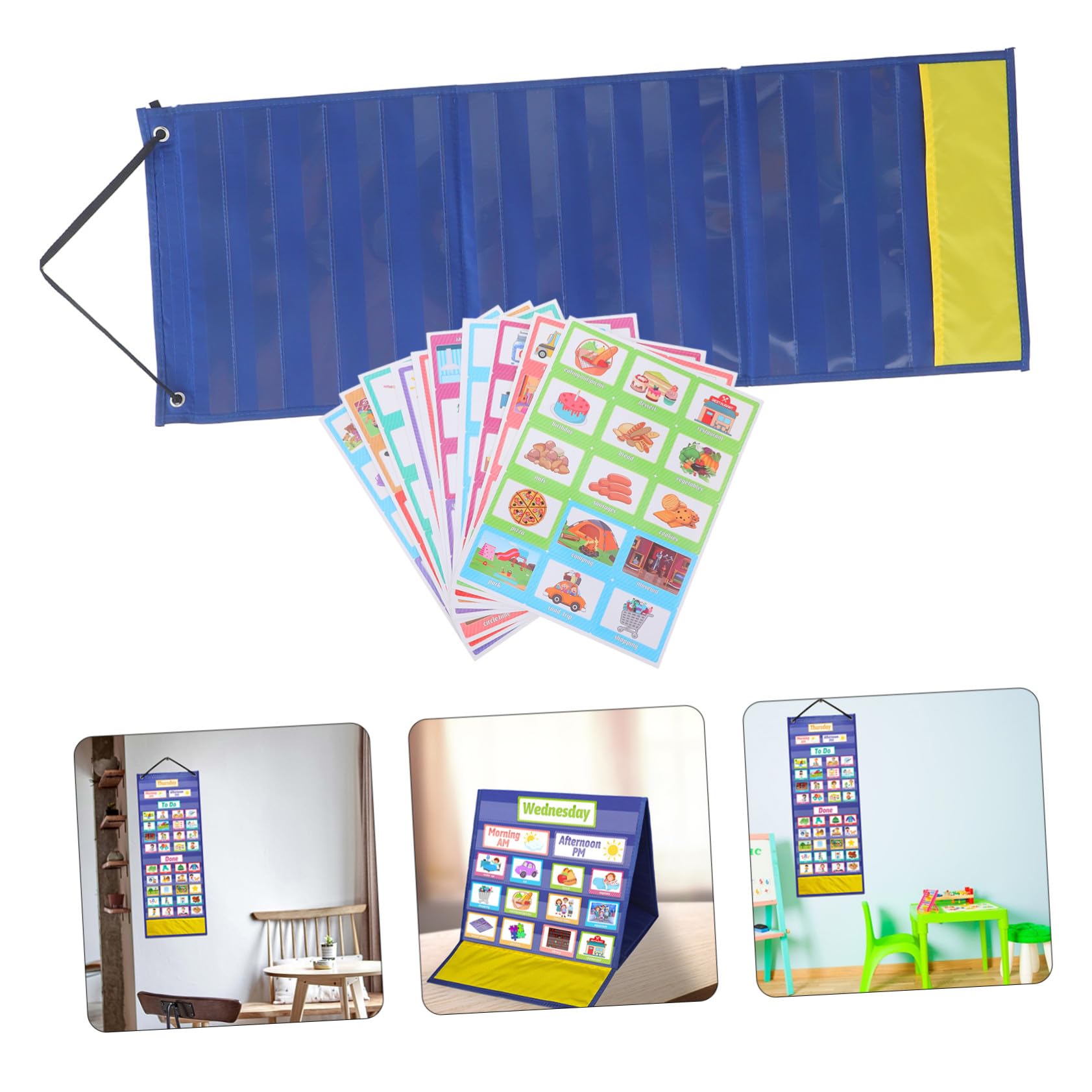 Zerodeko Tabla De Tareas Visual Para Niños Tamaño Único Azul, Horario Infantil Doble Cara, Planificador Semanal y Diario Para Uso Casa y Escuela