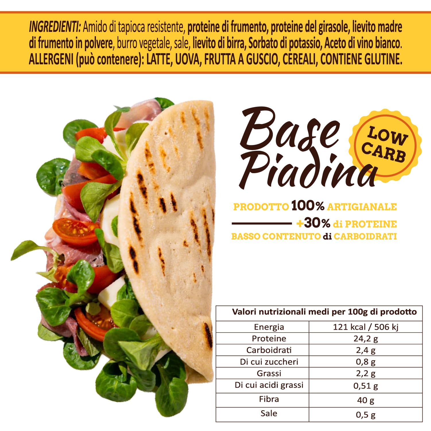 Bolle di Pasta® Base Piadina Low Carb Keto – Piadine Proteiche 100 g – +30% Proteine, Basso Contenuto di Carboidrati – Ideale per Dieta Low Carb e Chetogenica – Piadina Artigianale (3 Confezioni)