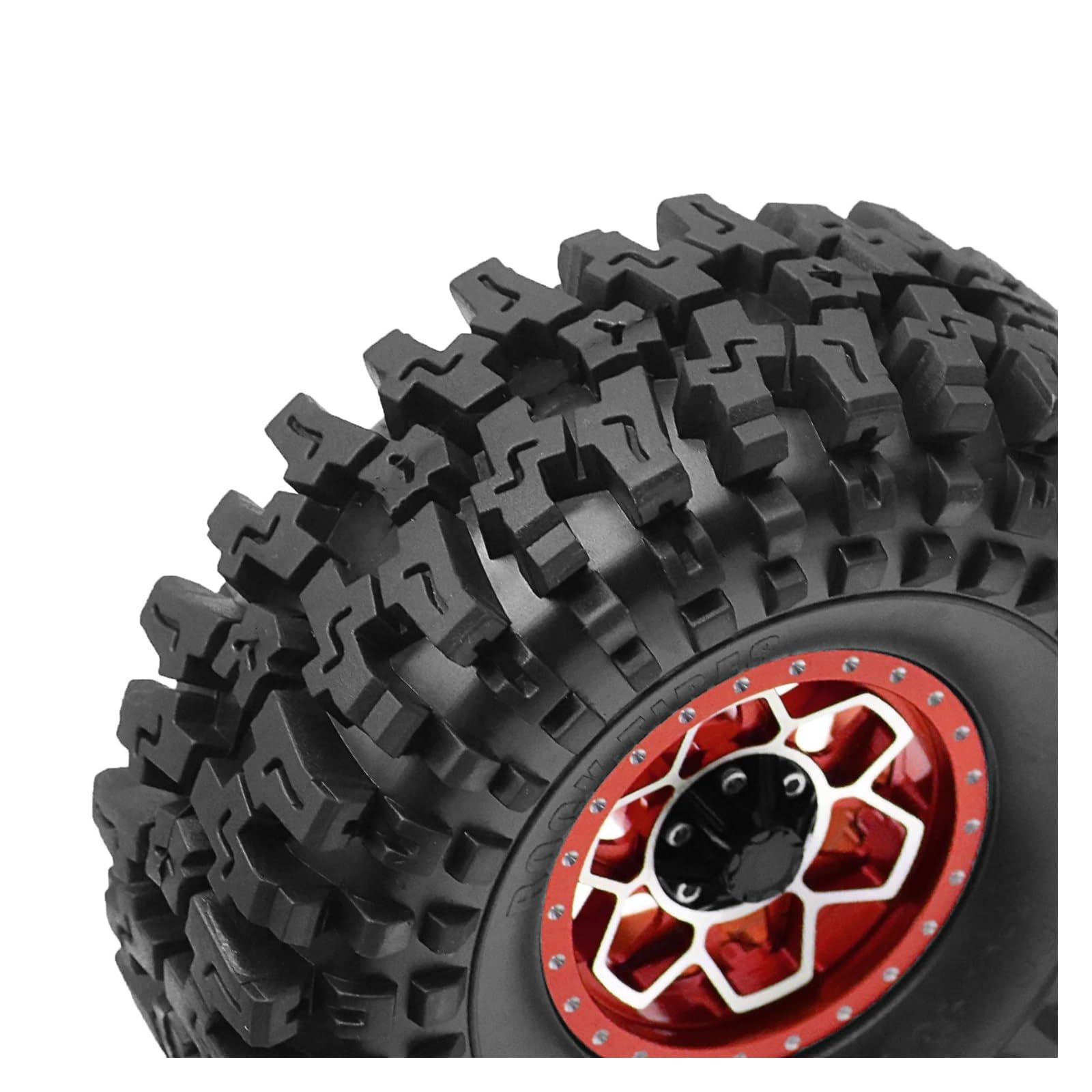 RC Pneumatici Ricambi Per Hsp Per Redcat Per Wraith 1/10 1.9 Pneumatici In Gomma E Cerchi In Metallo 12mm Hex RC Crawler Accessori Auto Aggiornamenti Sostituzione Riparazione(Red)