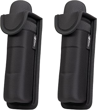 2PCS FandyFire Police Tactical Flashlight Holster, Law Enforcement Duty Belt Magnetic Flip-Top Flashlight Pouch for Night Patrol, Vest Mounting, Outdoor Gear, Fits 1.2"x 5.5" Flashlights