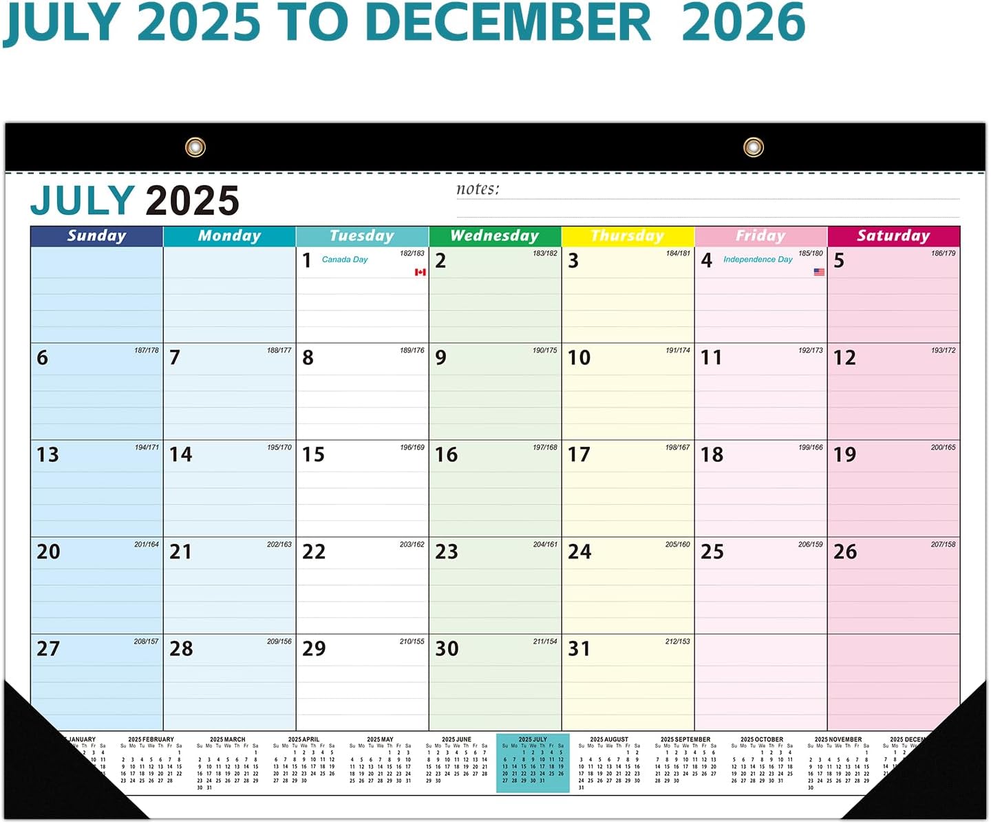 20252026 Desk & Wall Calendar July 2025Dec 2026 18Month Large 17x12