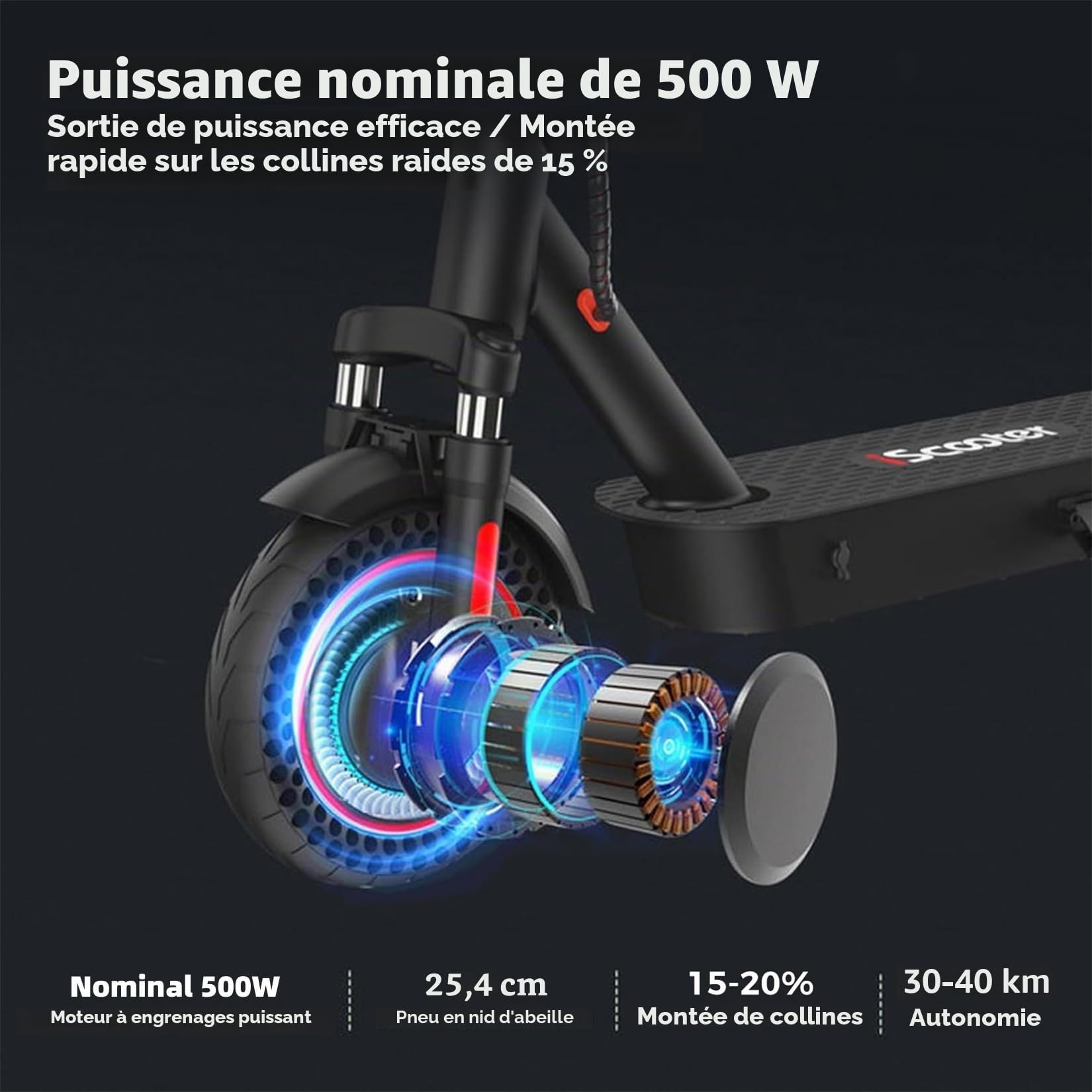 8,5" Trottinette électrique Pliable, Autonomie 20-30 km, 350W Moteur, Max 25 km/h, Charge 100 kg, Double freinage, Déplacements Quotidiens