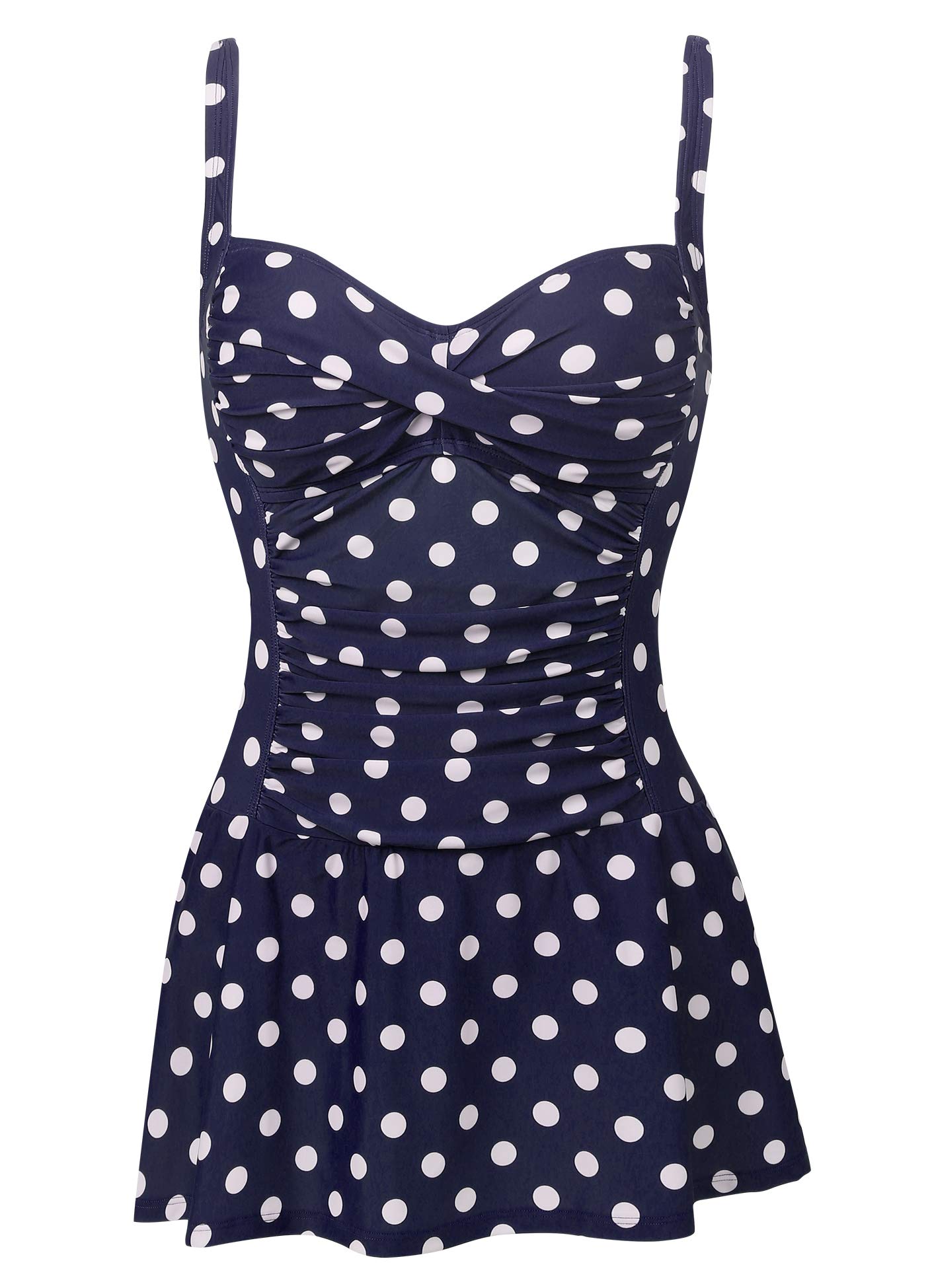 Joyaria Womens Tummy Control One Piece Swimsuit with Skirt Retro Swimdress