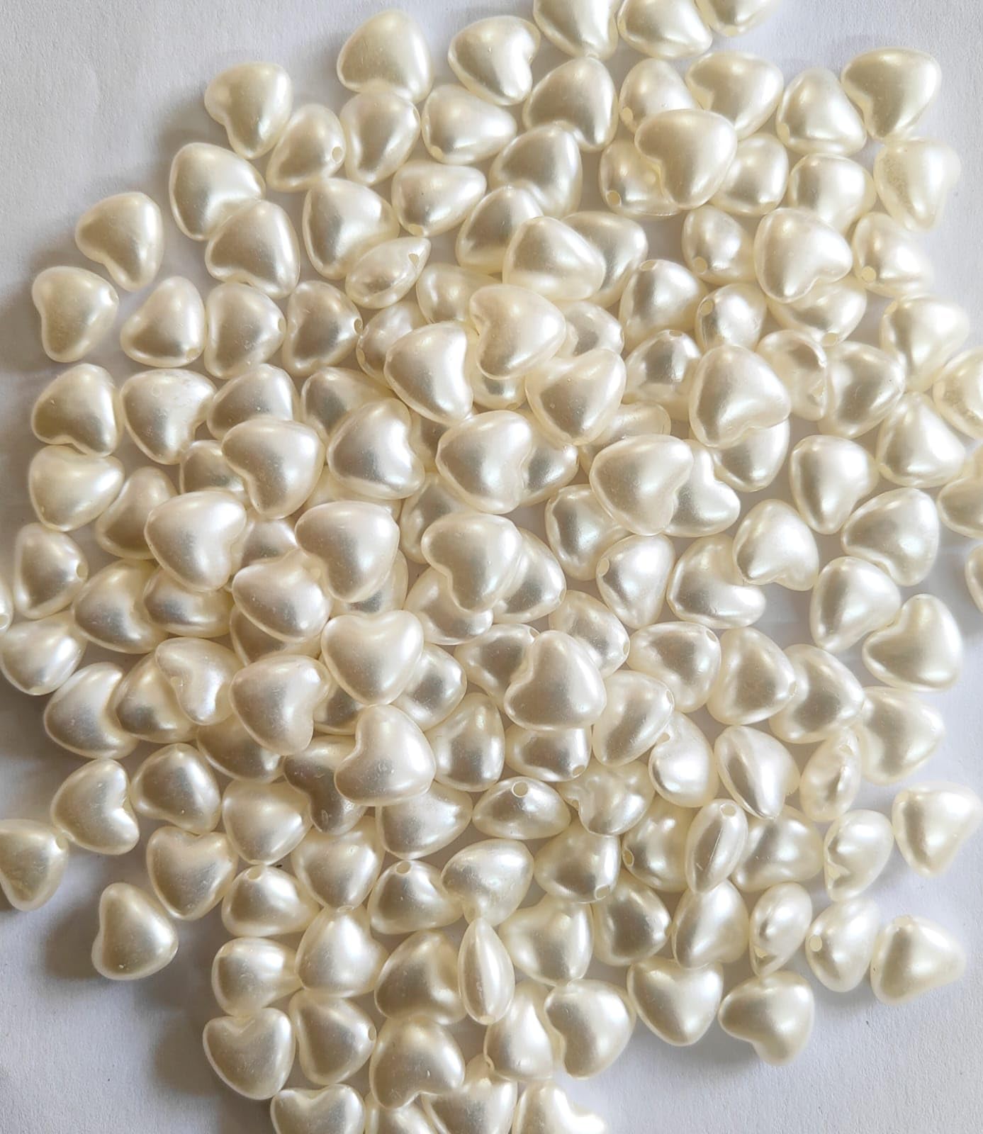 Heart Shape Pearl Beads 150pieces for Jewellery Making, Rakhi Making, Charms Making and Other Craft Work, (size-12mm) Colour-White-image-41