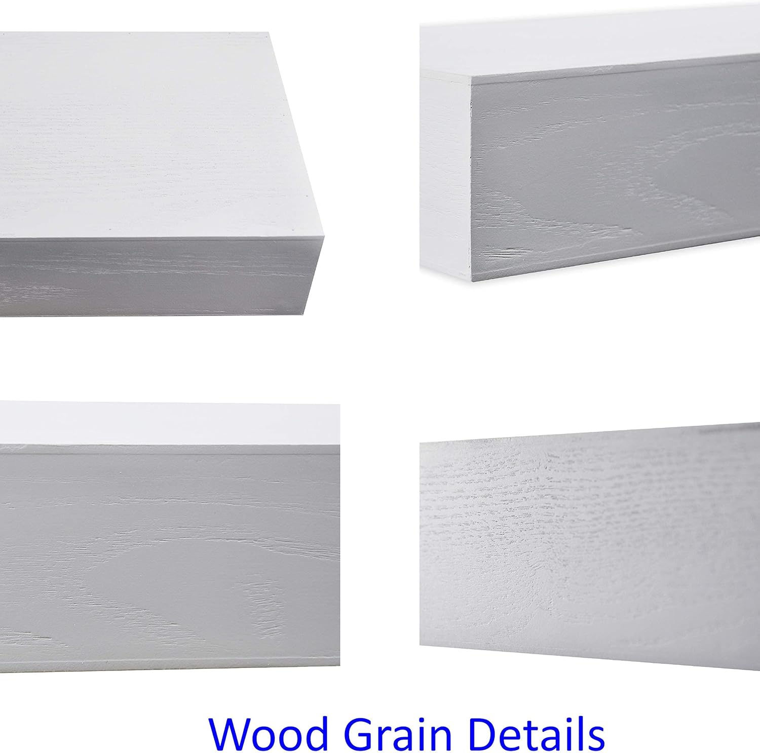 Spiretro Rectangle Wooden Floating Shelves Wall Mounted, 16.5 inch Ledge to Storage Organize and Trophy Display Home Decor for Bedroom, Living Room, Bathroom, Kitchen, Office - Set of 2, White