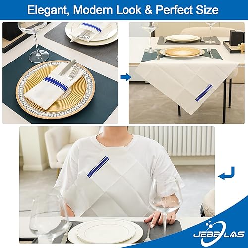 Miniatura 5 de JEBBLAS Servilletas desechables de tacto de lino, bolsillo integrado para cubiertos, servilletas decorativas de boda, servilletas de fiesta
