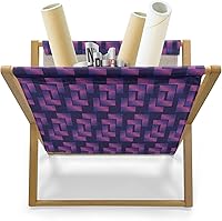 Vista 2 de Ambesonne Synthwave Magazine and Book Holder, Purple Toned Gradient with Futuristic Cubic Geometric Forms, Decorative Floor Rack Organizer for