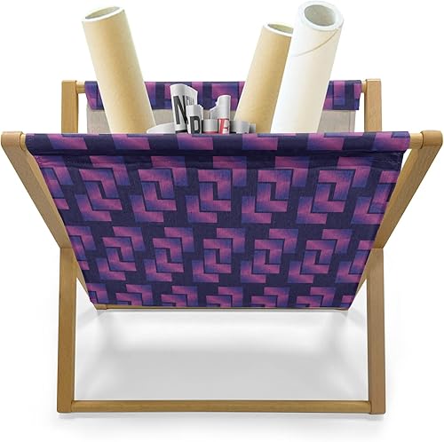 Miniatura 2 de Ambesonne Synthwave Magazine and Book Holder, Purple Toned Gradient with Futuristic Cubic Geometric Forms, Decorative Floor Rack Organizer for