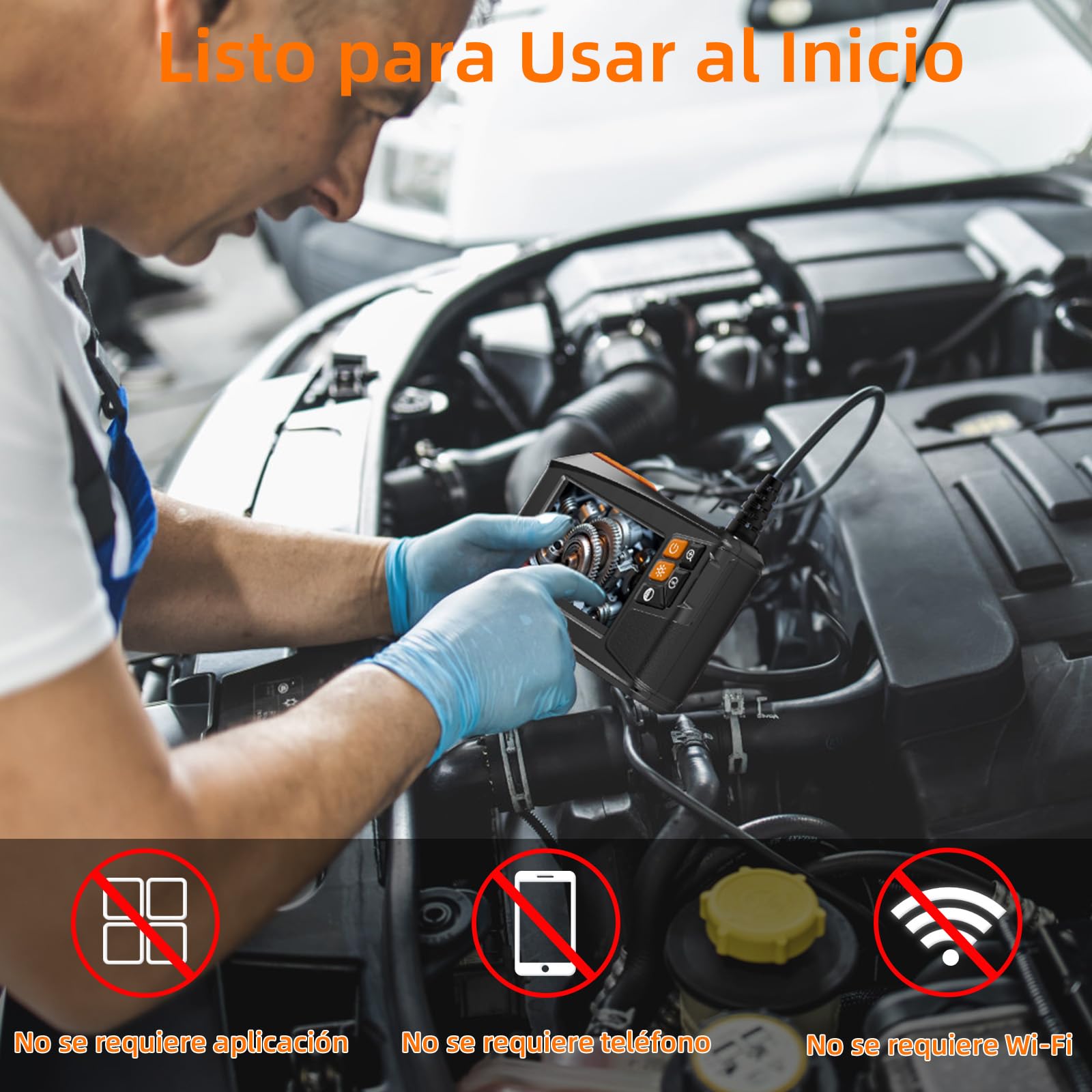 Cámara Endoscópica con Pantalla IPS 4.3" 1920P HD, Endoscopio Camara de Inspeccion Impermeable IP67 con 8 Luces LED Cable Semi-Rígido 10M, Camara Inspeccion para Tuberías, Automóviles, Hogar