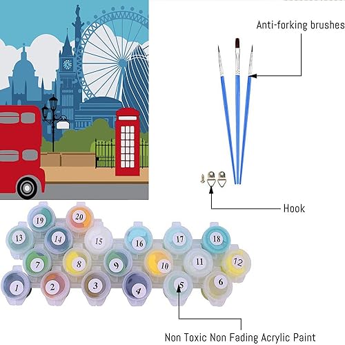 Vista 13 de cupmod Paquete de 6 kits de pintura por números para adultos principiantes, número bohemio acrílico fácil, números de acuarela sobre lienzo sin